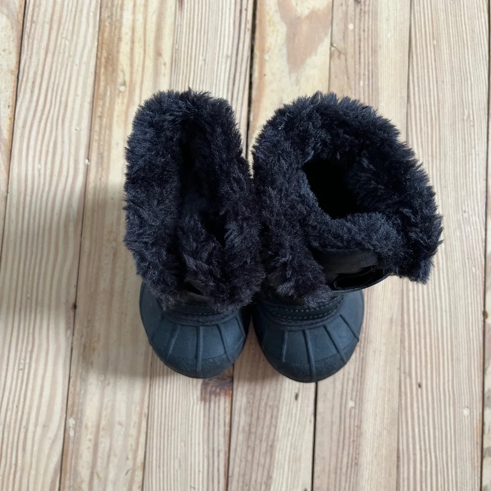 Sorel Snow Commander Black Waterproof Faux Fur Toddler Boots winter Size 4